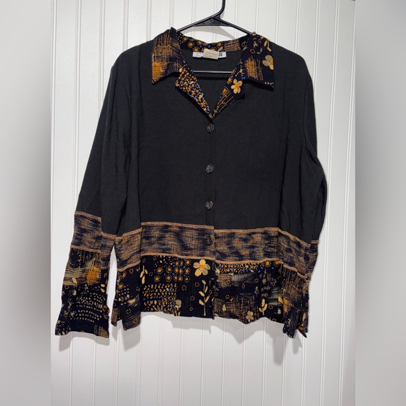 Vintage Tops - Vintage C.M. Shapes Boho Button-up Top| Size Large